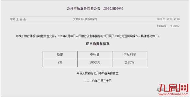 大利好！刚刚，央行降息！下调10个基点！买房成本降了！——九房网